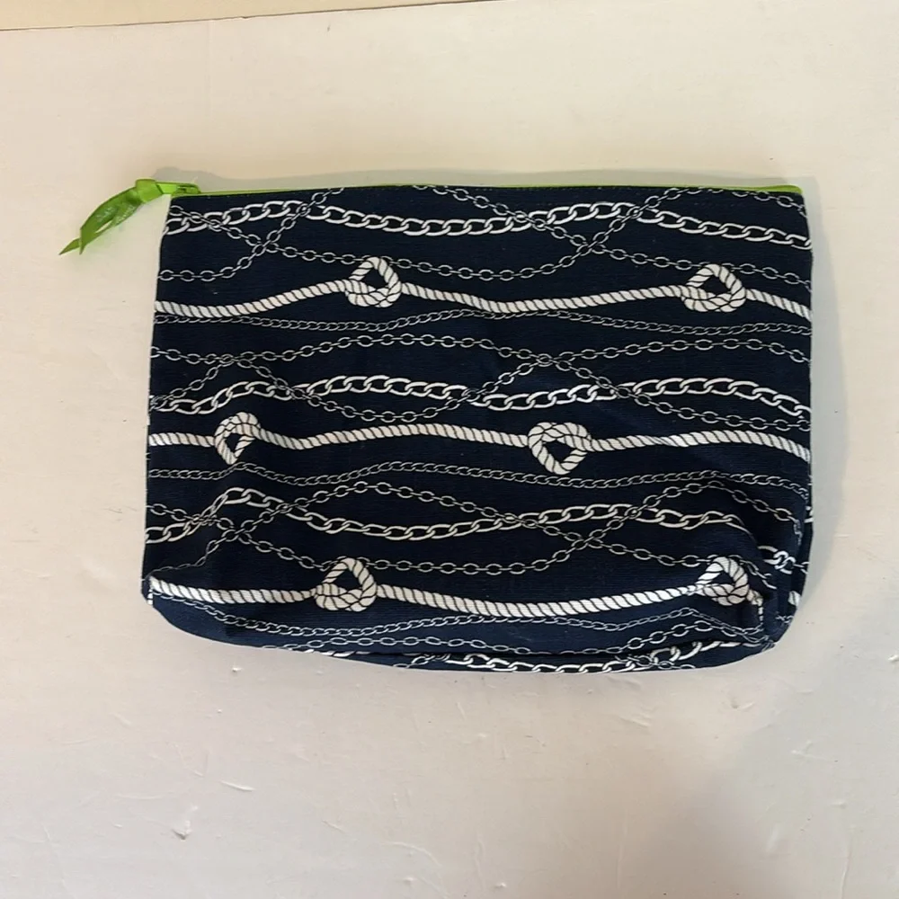 Nautical Chains Ahoy Large Navy Zippered Pouch by Thirty-One